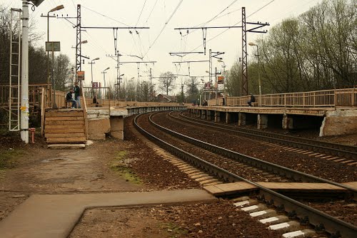 Пешеходный переход через линии железной дороги на станции "Луговая"