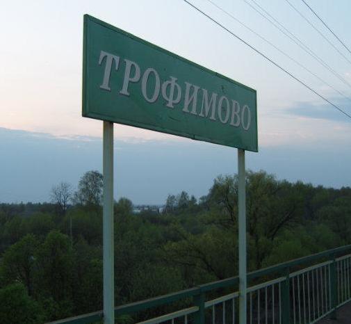 Табличка с названием станции "Трофимово"