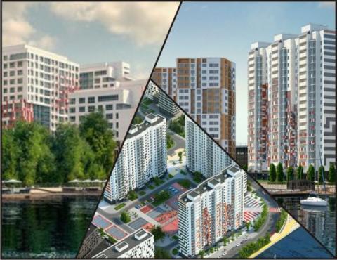 Жилые комплексы около рек и водохранилищ, представлены в формате квартир, не большую часть занимают апартаменты