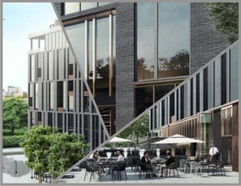 Девятиэтажное здание будет переделано в жилой апарт-комплекс «бизнес» класса, на территории ЖК разместятся арт-объекты, озеленённые площадки